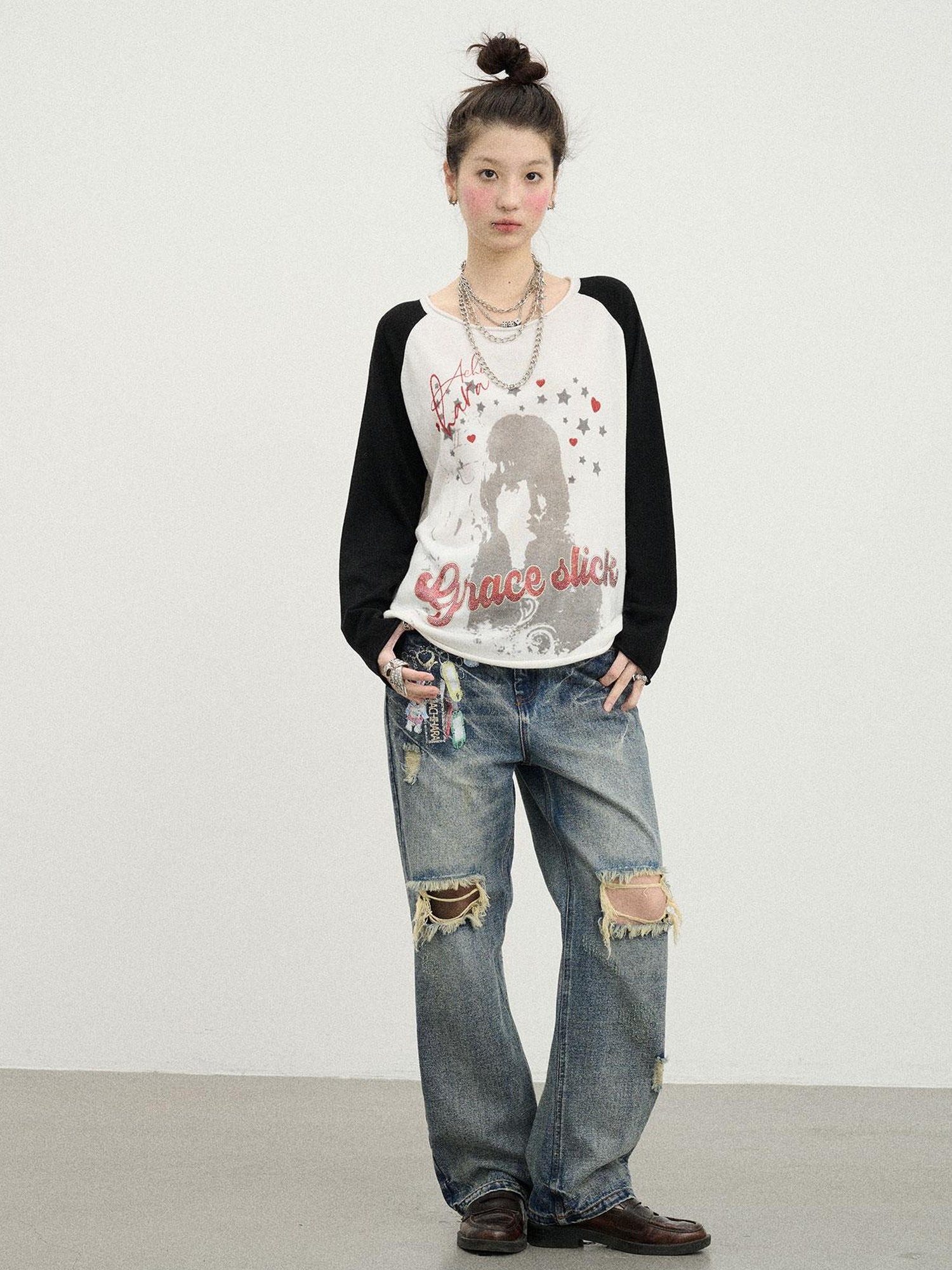 Achihara Jefferson Airplane Grace Slick Graphic Tee Long Sleeve