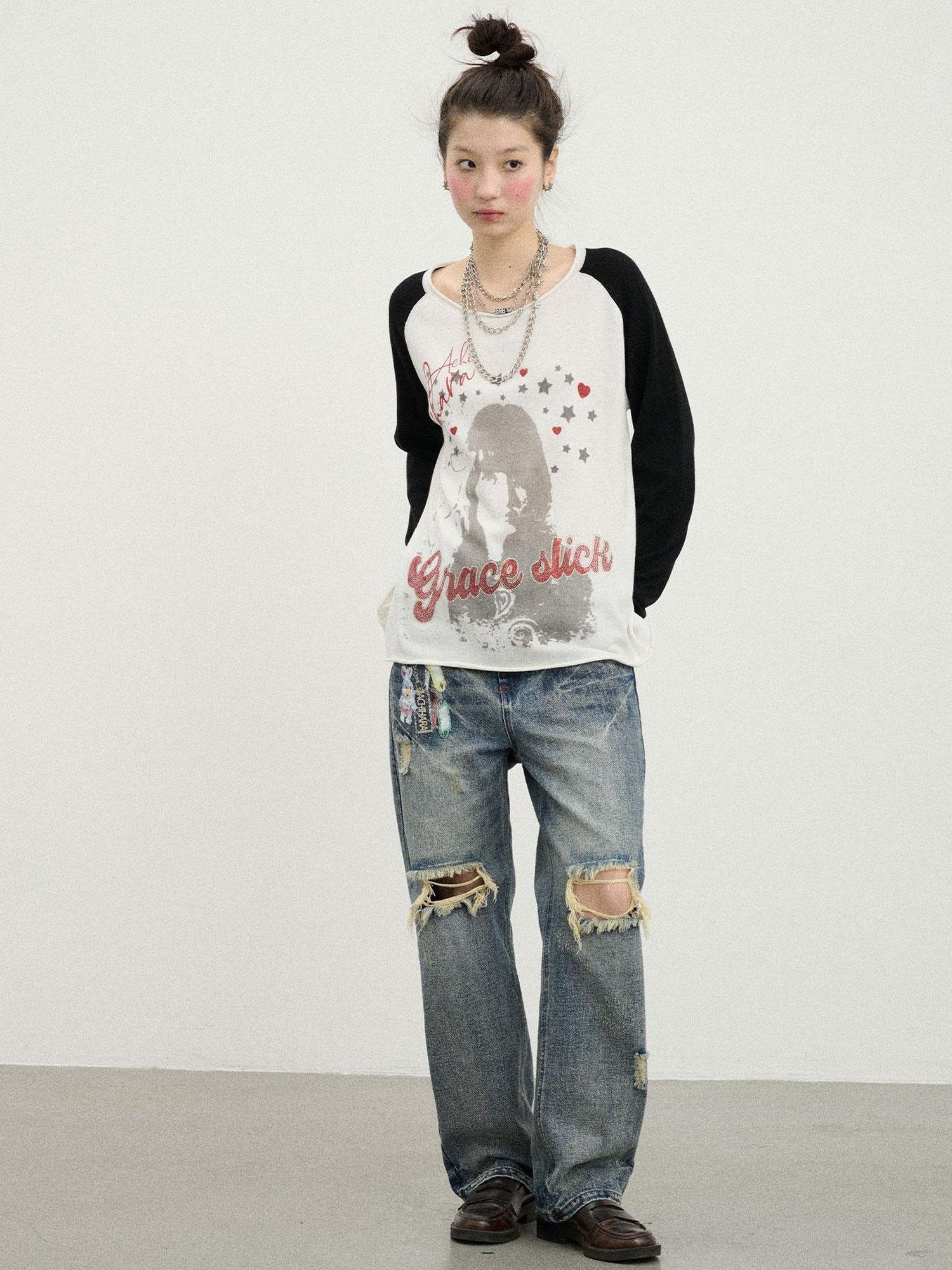 Achihara Jefferson Airplane Grace Slick Graphic Tee Long Sleeve