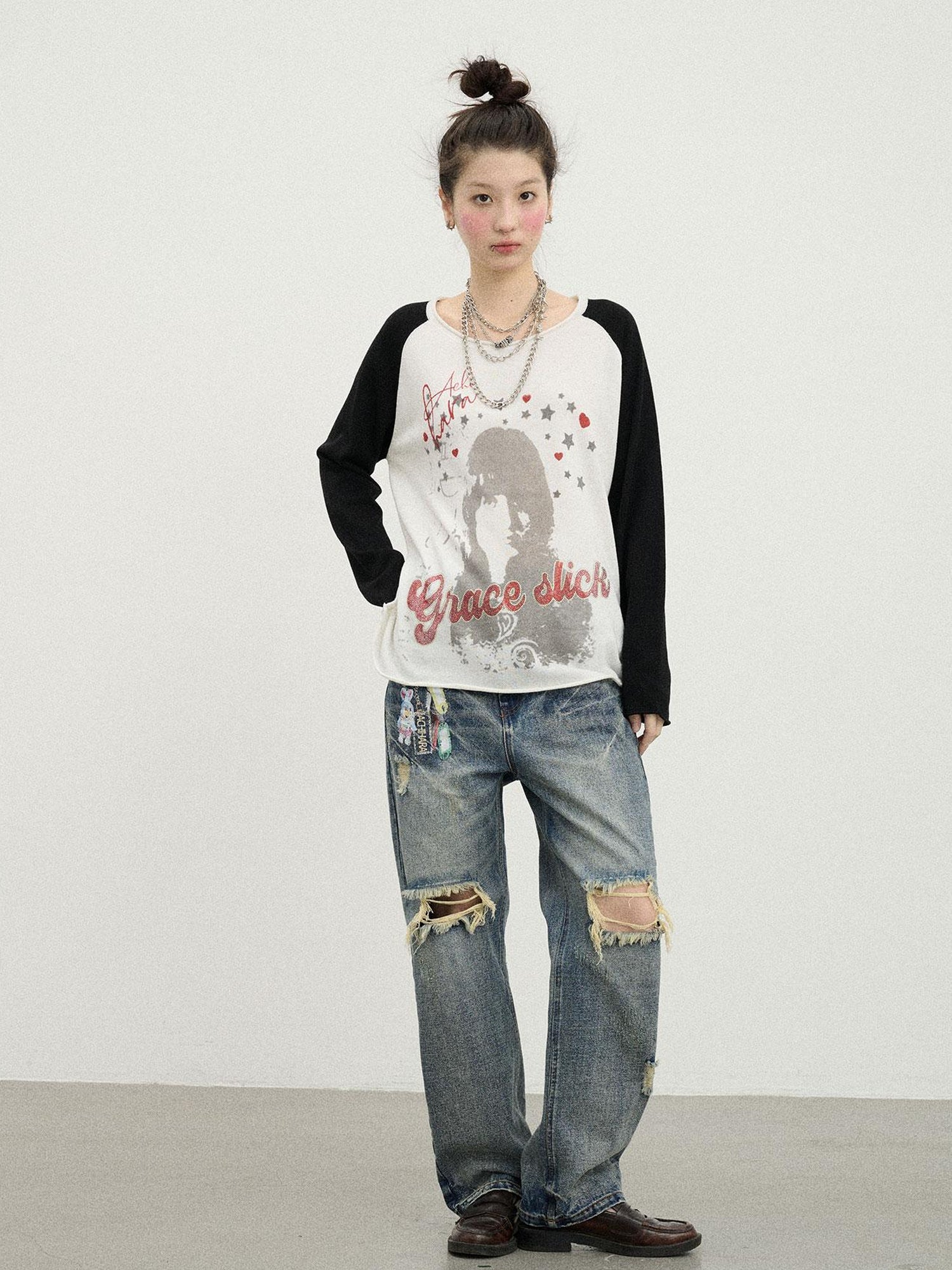Achihara Jefferson Airplane Grace Slick Graphic Tee Long Sleeve
