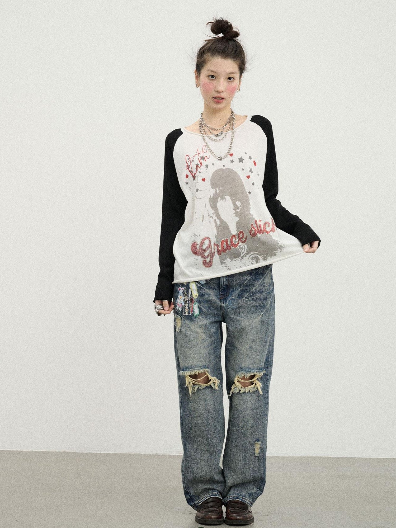 Achihara Jefferson Airplane Grace Slick Graphic Tee Long Sleeve