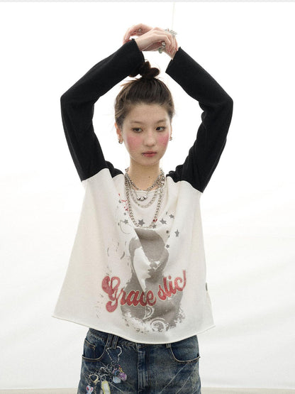 Achihara Jefferson Airplane Grace Slick Graphic Tee Long Sleeve
