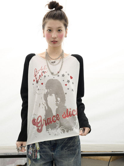 Achihara Jefferson Airplane Grace Slick Graphic Tee Long Sleeve