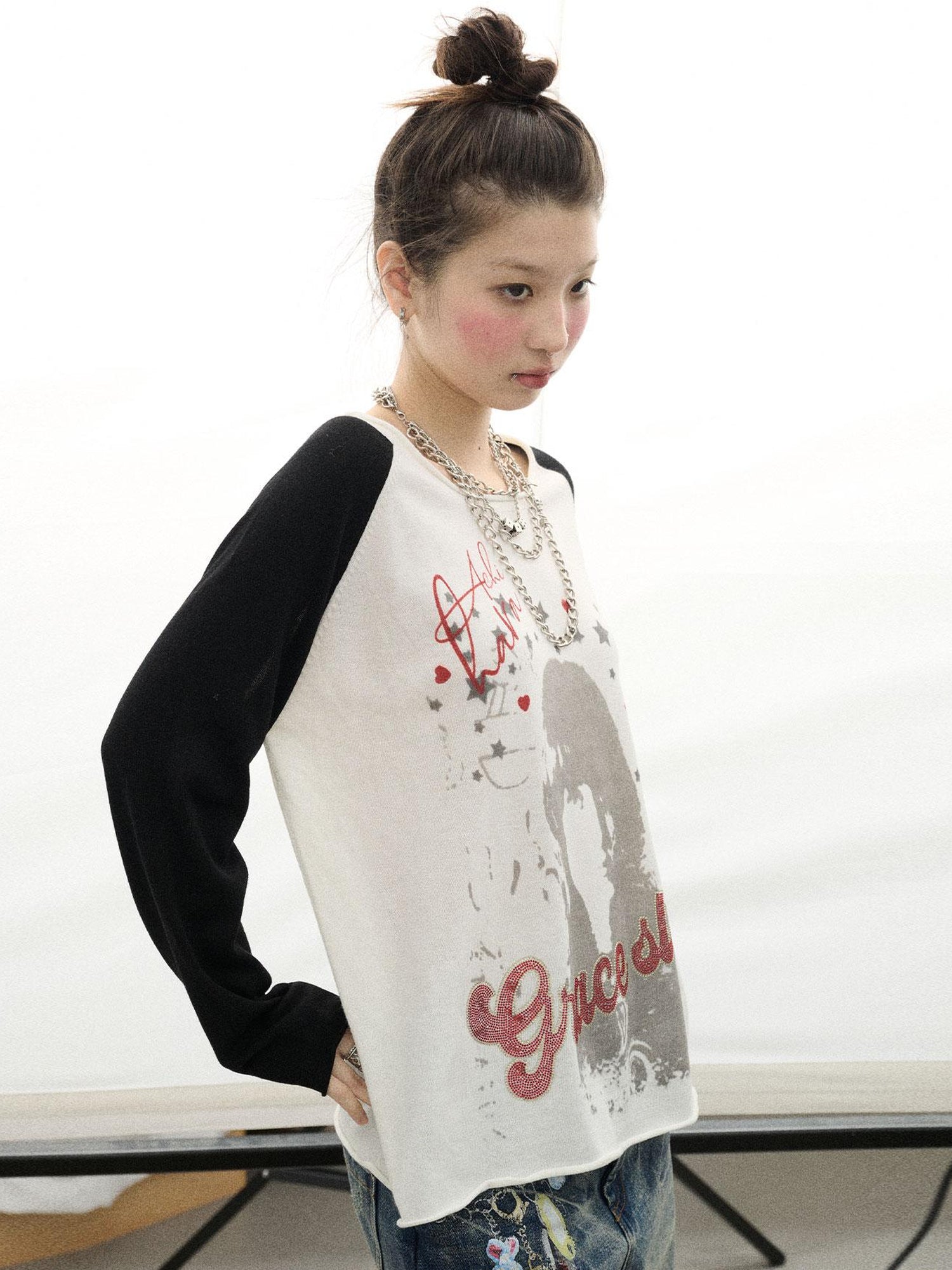Achihara Jefferson Airplane Grace Slick Graphic Tee Long Sleeve