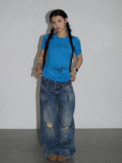 Jelly T Shirt 2025 Summer Slim Fit Women Top With Aurora Print