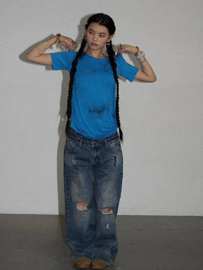 Jelly T Shirt 2025 Summer Slim Fit Women Top With Aurora Print