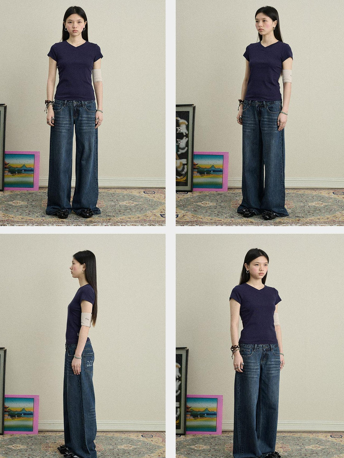 Achihara Jelly V-Neck Stretch Tee