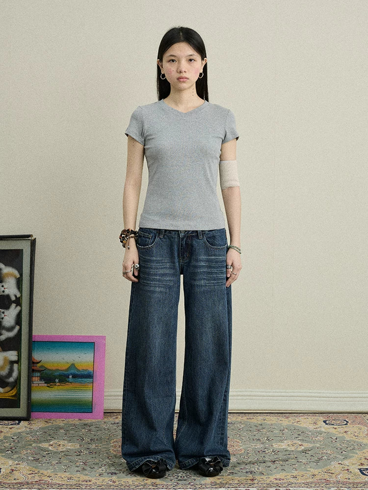 Achihara Jelly V-Neck Stretch Tee-2