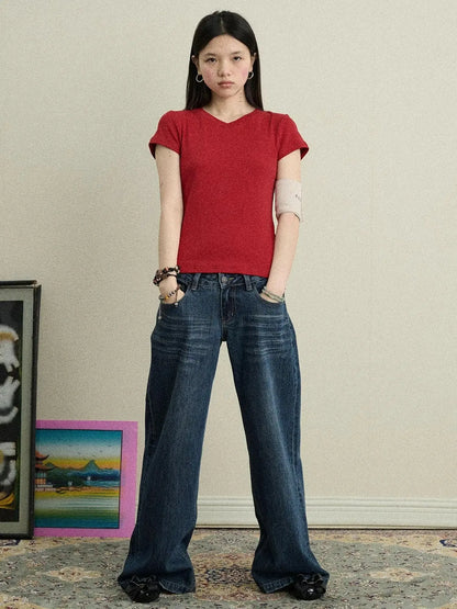 Jelly V-Neck Stretch Tee