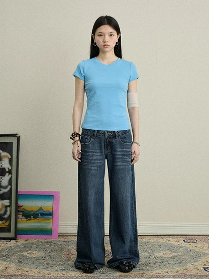 Achihara Jelly V-Neck Stretch Tee-3