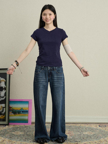 Achihara Jelly V-Neck Stretch Tee