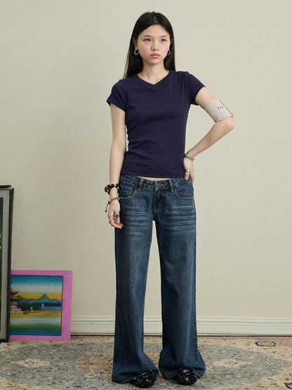 Achihara Jelly V-Neck Stretch Tee