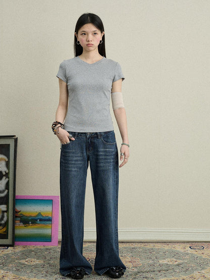 Achihara Jelly V-Neck Stretch Tee
