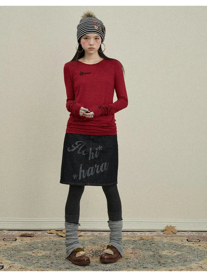 Jelly V-Neck T-Shirt Long-Sleeve Four Color Modal Women Fall Top