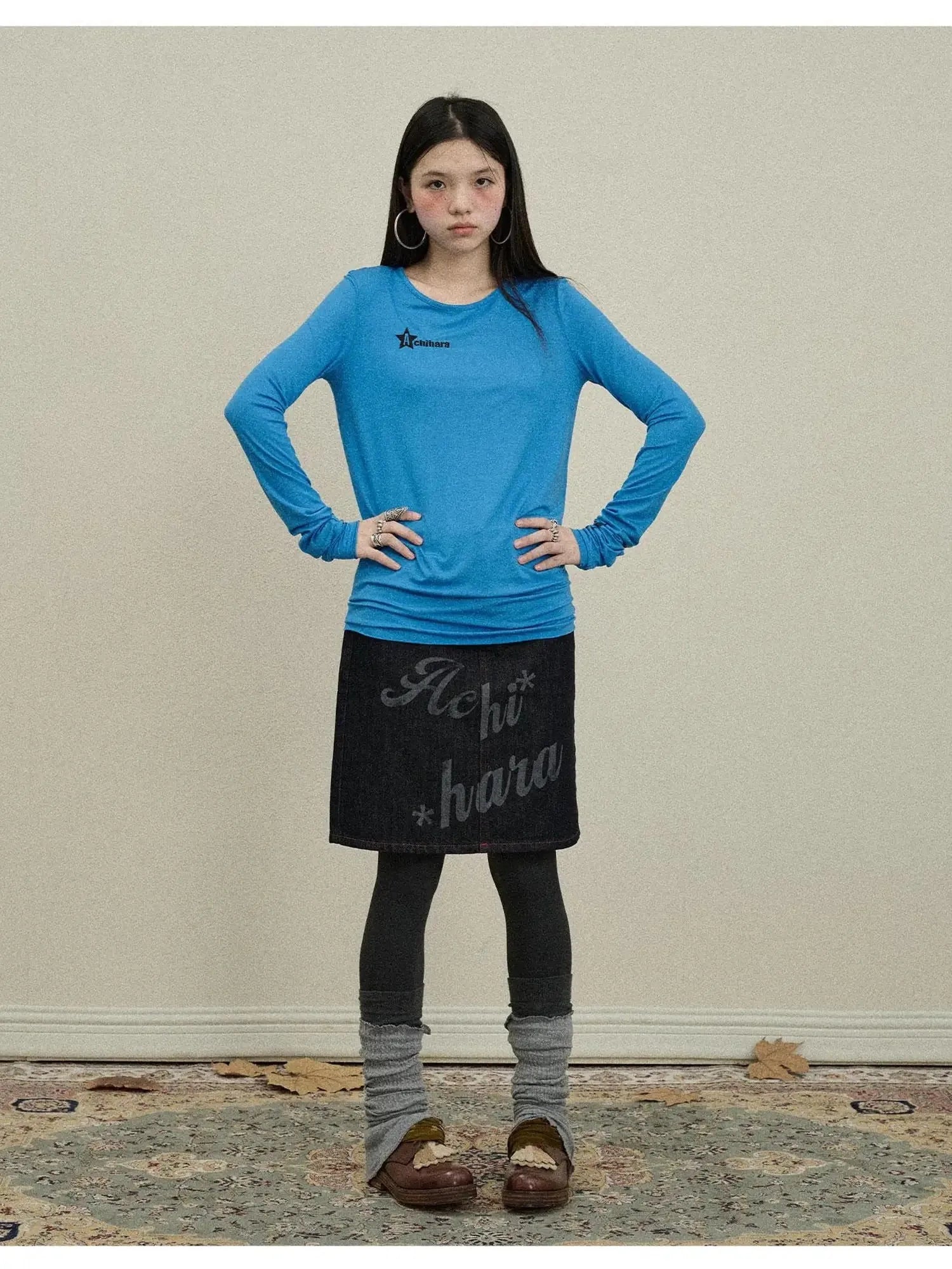 Jelly V-Neck T-Shirt Long-Sleeve Four Color Modal Women Fall Top