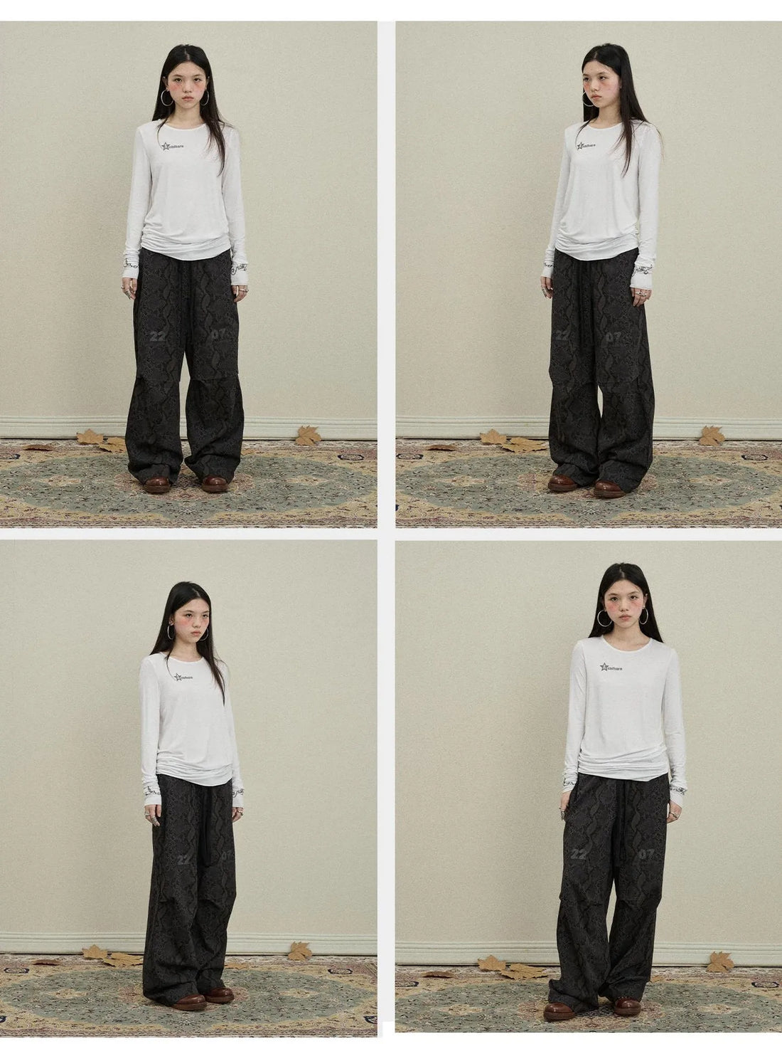 Jelly V-Neck T-Shirt Long-Sleeve Four Color Modal Women Fall Top