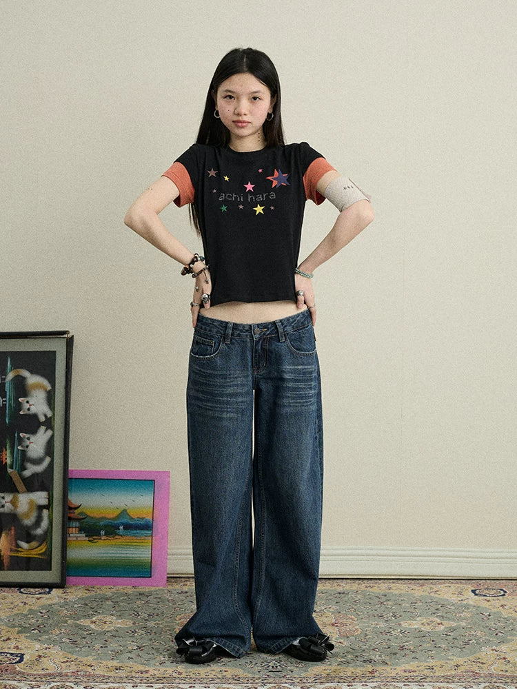 Achihara Jumping Sugar Starry Tee V Neck T Shirt Long Sleeve-2
