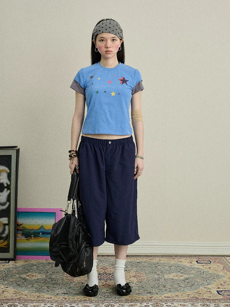 Achihara Jumping Sugar Starry Tee V Neck T Shirt Long Sleeve-3