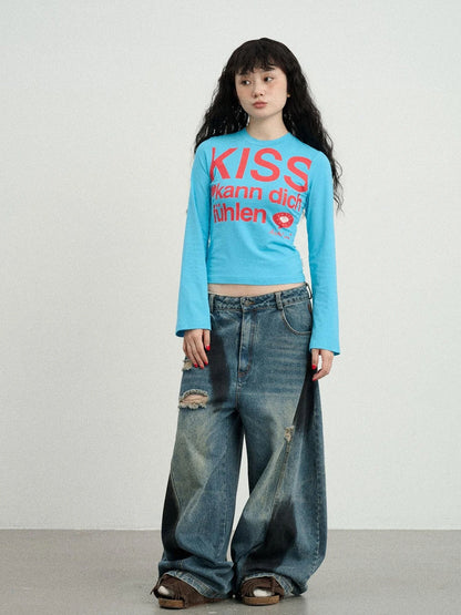Kiss Fish German Print Slim Fit Tee