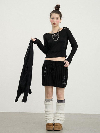 Achihara Knit Pleated A Line Skirt