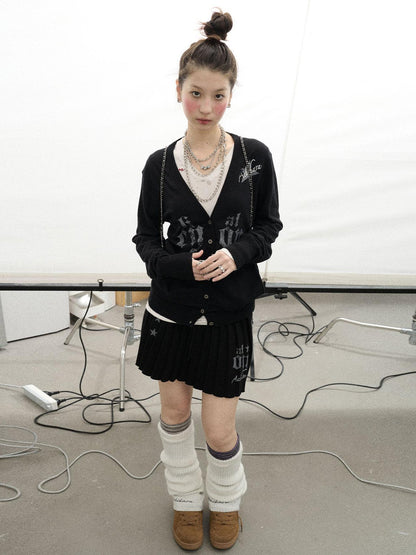 Achihara Knit Pleated A Line Skirt