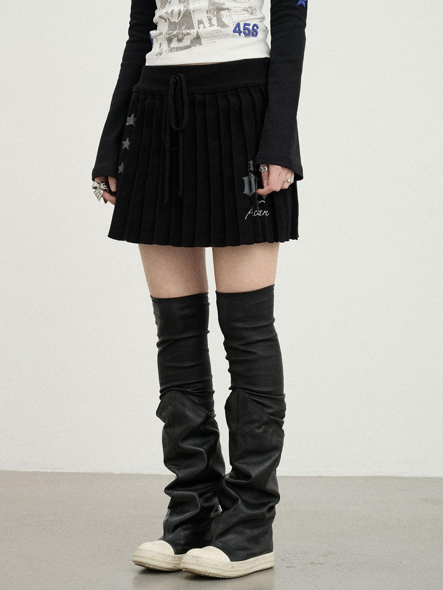 Achihara Knit Pleated A Line Skirt