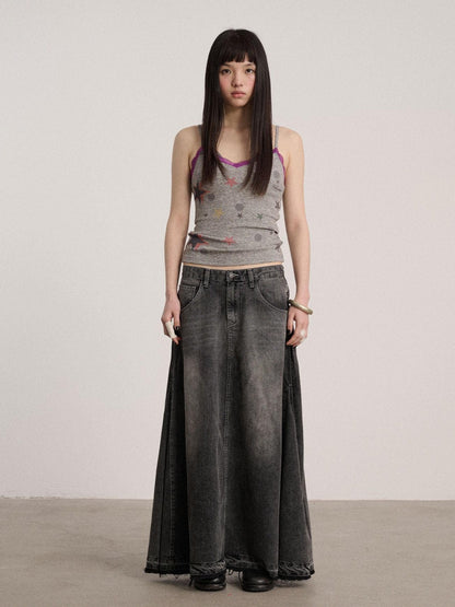 Achihara Lace V-neck Slim Fit Cropped Strappy Women Letter Print Polyester Tank Tops