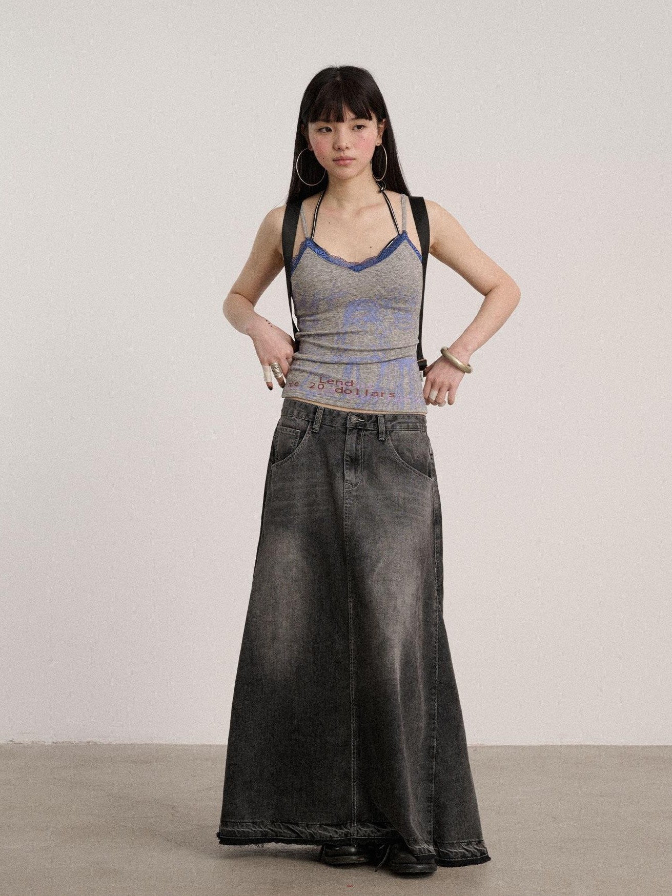 Achihara Lace V-neck Slim Fit Cropped Strappy Women Letter Print Polyester Tank Tops