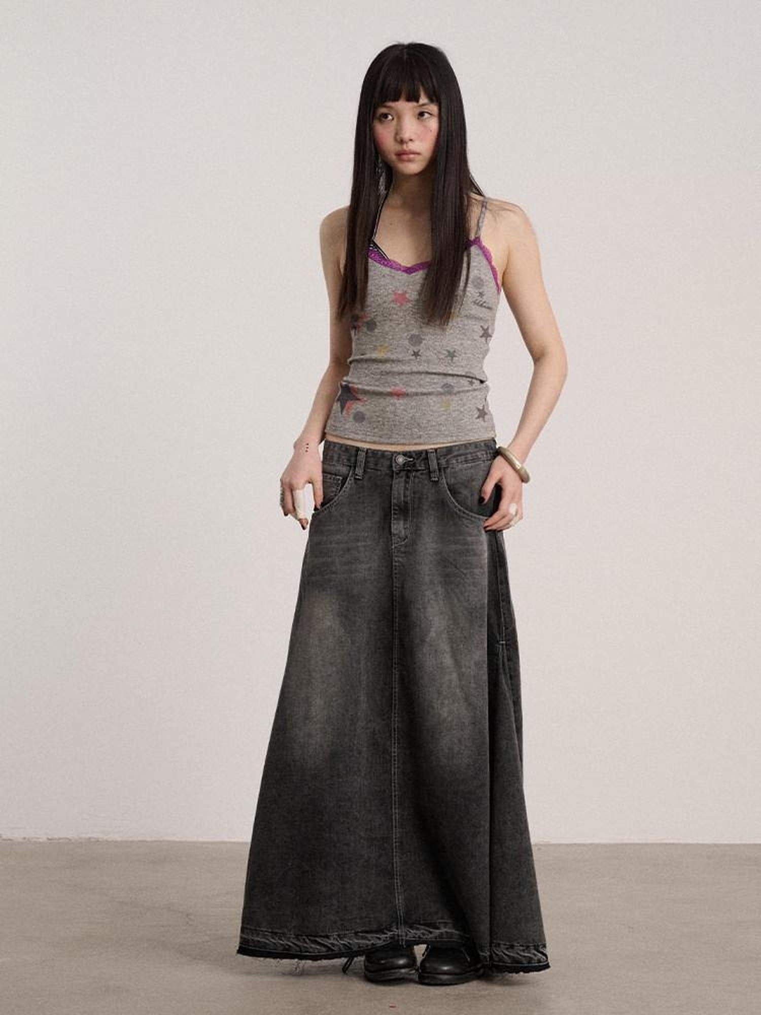 Achihara Lace V-neck Slim Fit Cropped Strappy Women Letter Print Polyester Tank Tops