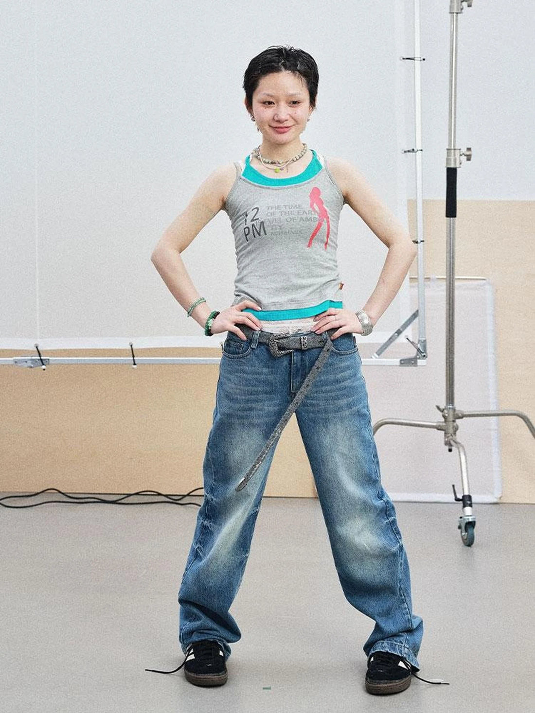 Layered Double Strap Camisole With Detachable Tie