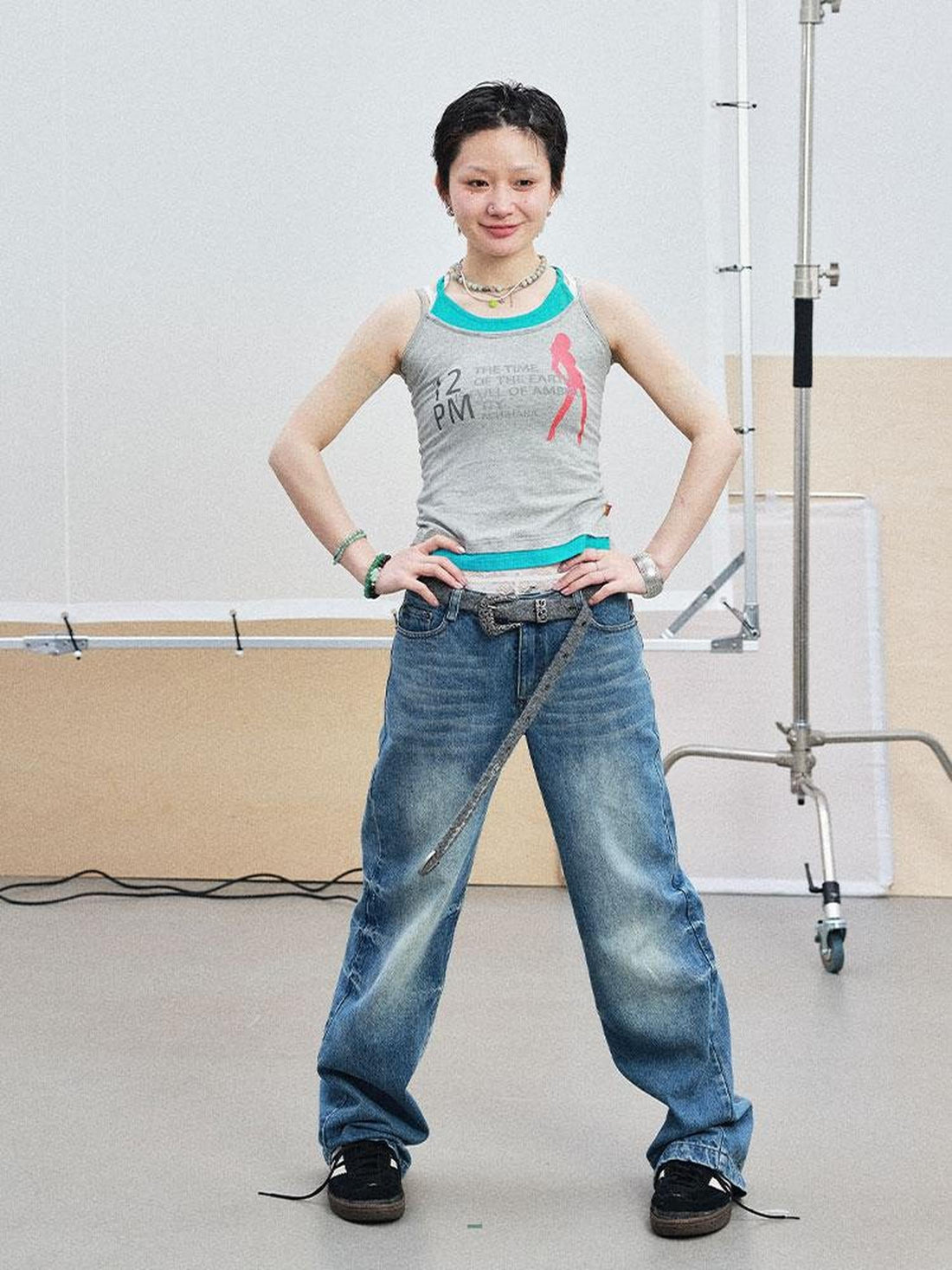 Achihara Layered Double Strap Camisole With Detachable Tie