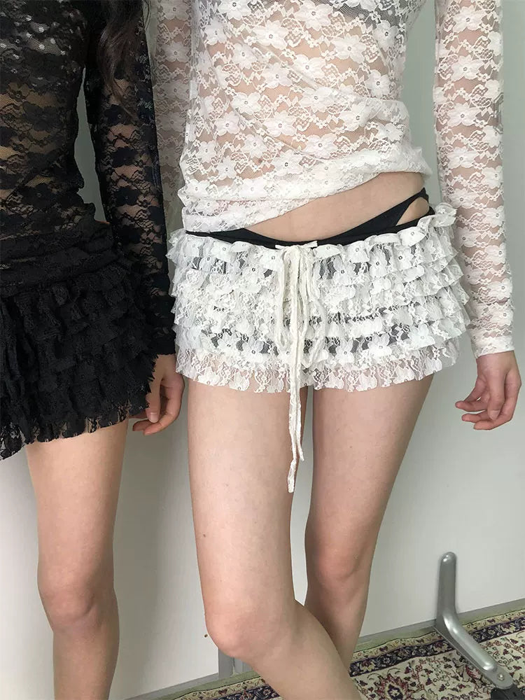 Achihara Layered Lace A-Line Mini Skirt-1