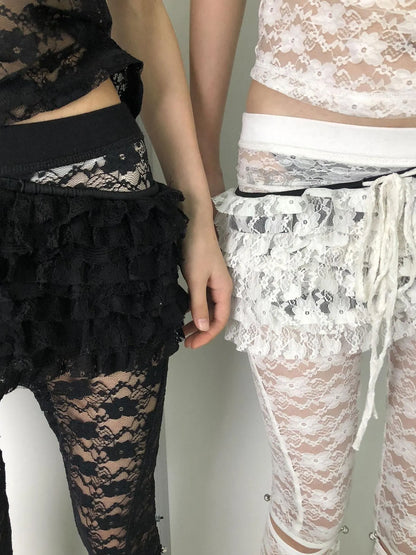 Layered Lace A-Line Mini Skirt