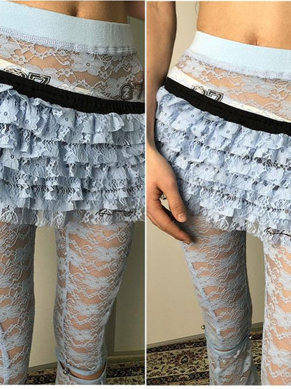 Achihara Layered Lace A-Line Mini Skirt