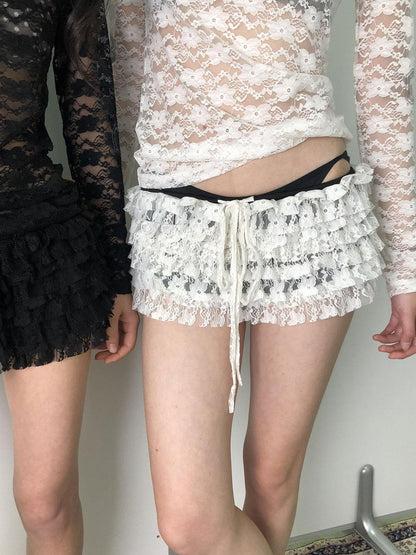 Achihara Layered Lace A-Line Mini Skirt