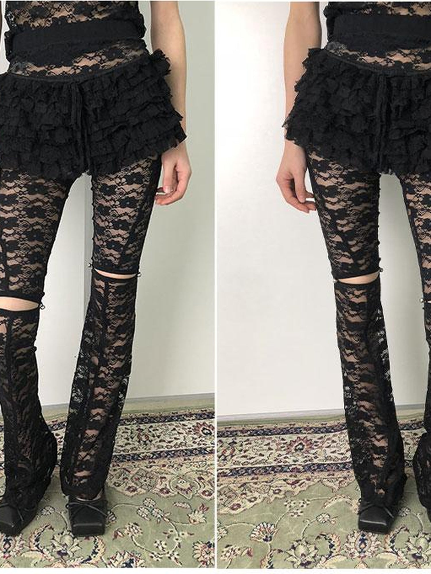 Achihara Layered Lace A-Line Mini Skirt