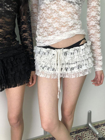 Achihara Layered Lace A-Line Mini Skirt