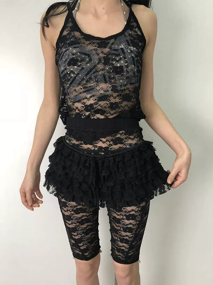 Achihara Layered Lace A-Line Mini Skirt-2