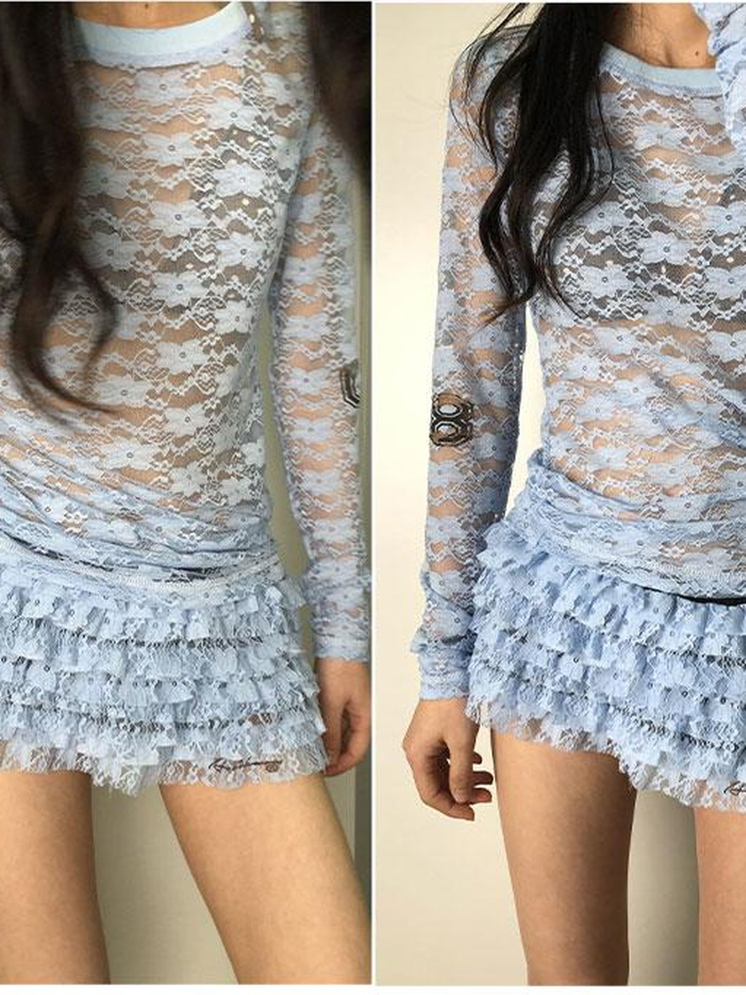 Achihara Layered Lace A-Line Mini Skirt
