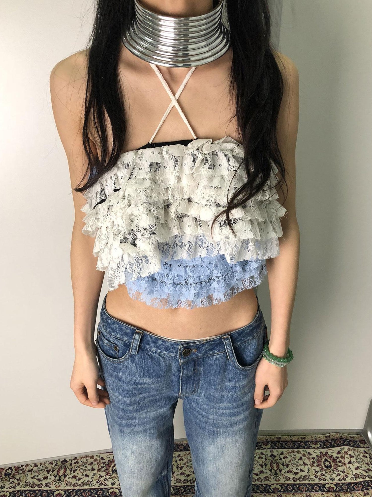 Achihara Layered Lace A-Line Mini Skirt