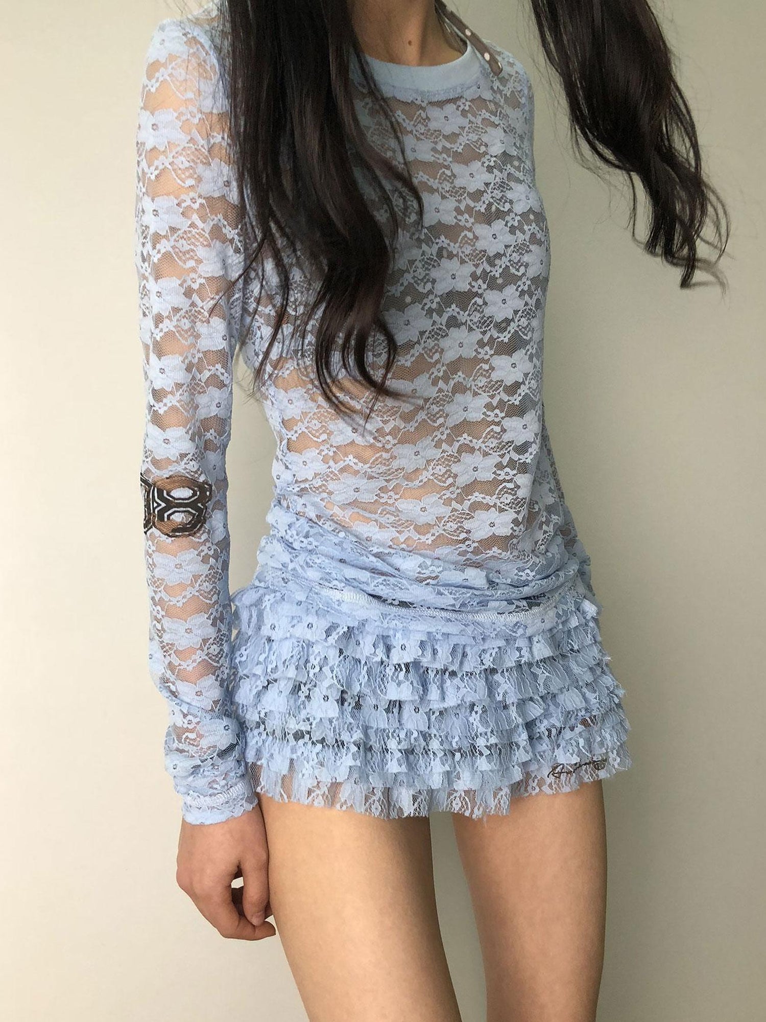 Achihara Layered Lace A-Line Mini Skirt