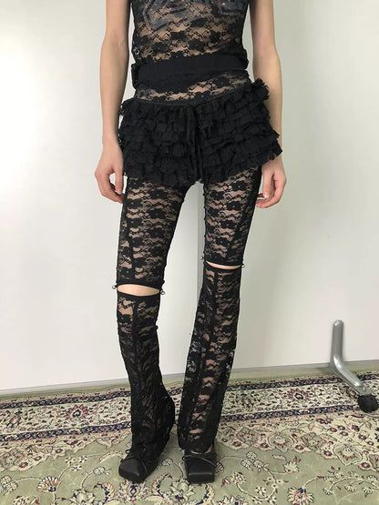 Achihara Layered Lace A-Line Mini Skirt-4