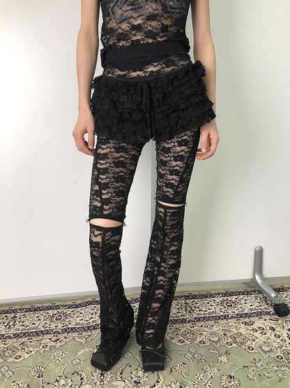 Achihara Layered Lace A-Line Mini Skirt