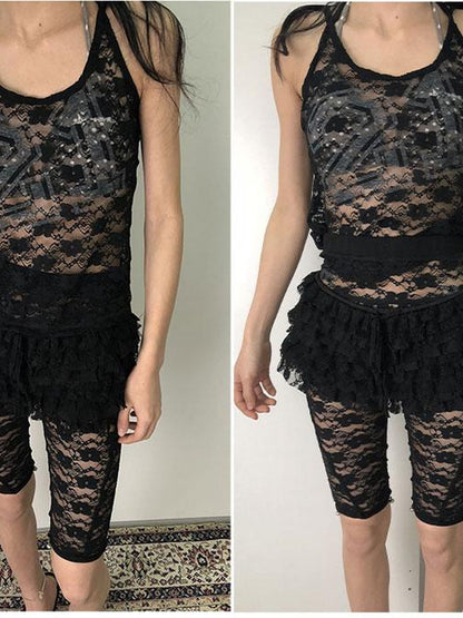 Achihara Layered Lace A-Line Mini Skirt