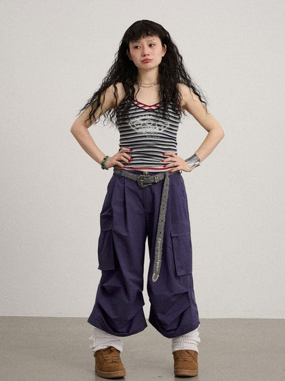 Achihara Lazy Point Casual Pleated Wide Leg Pants
