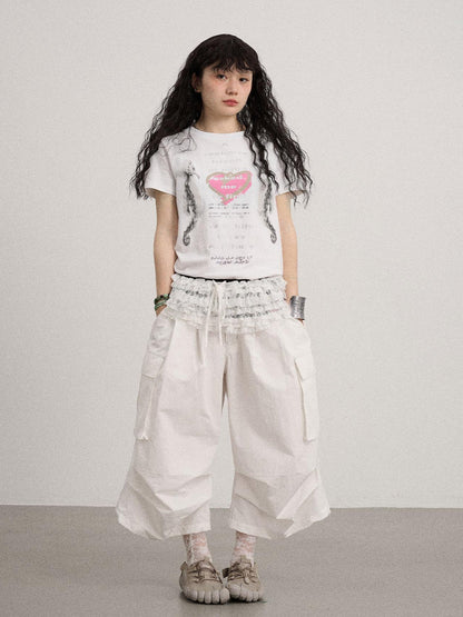 Achihara Lazy Point Casual Pleated Wide Leg Pants