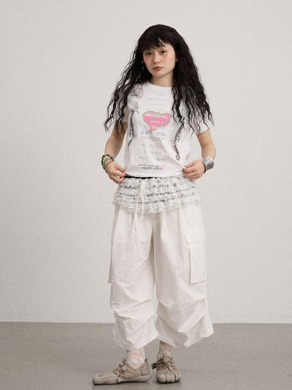 Achihara Lazy Point Casual Pleated Wide Leg Pants