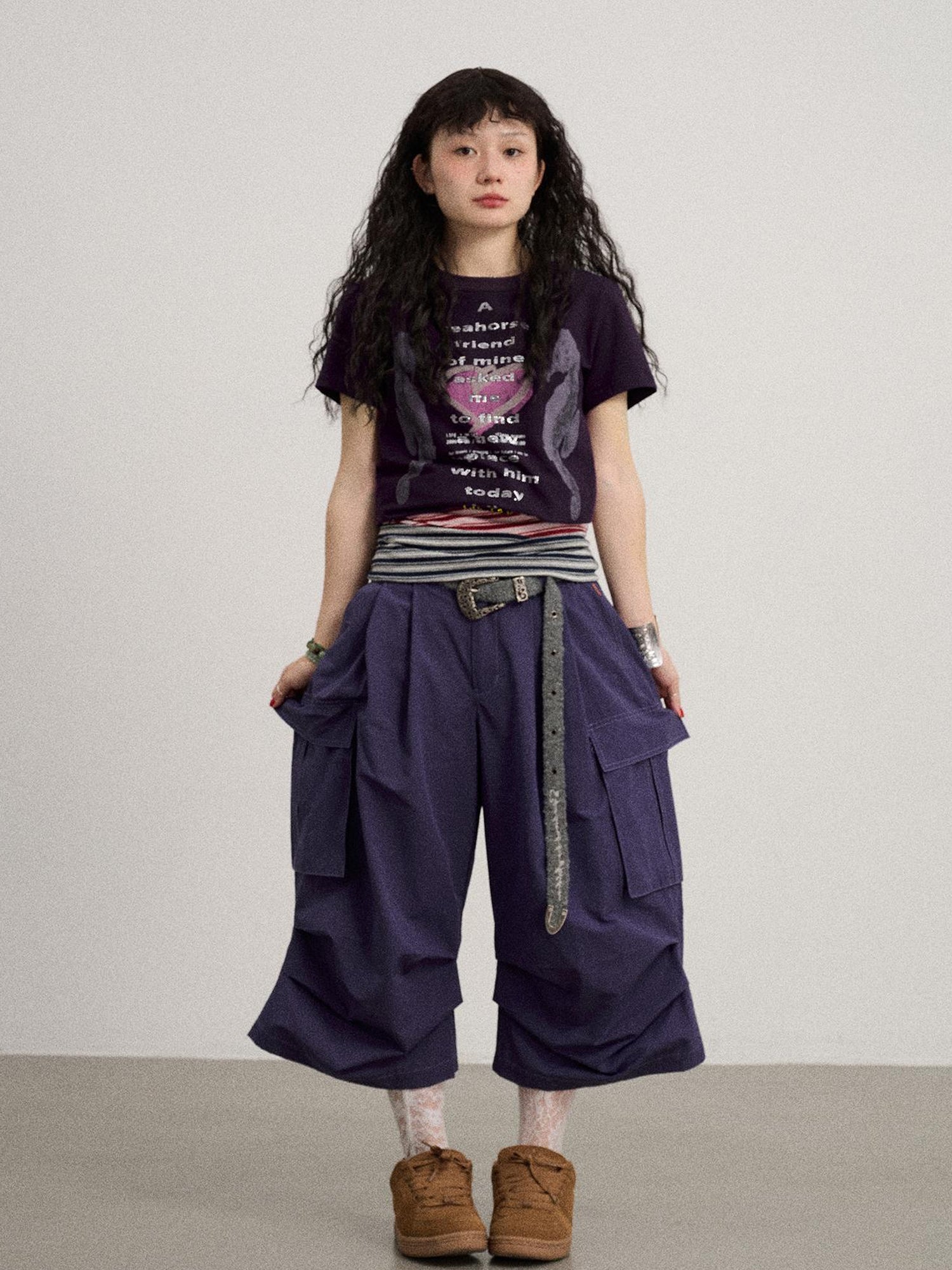 Achihara Lazy Point Casual Pleated Wide Leg Pants