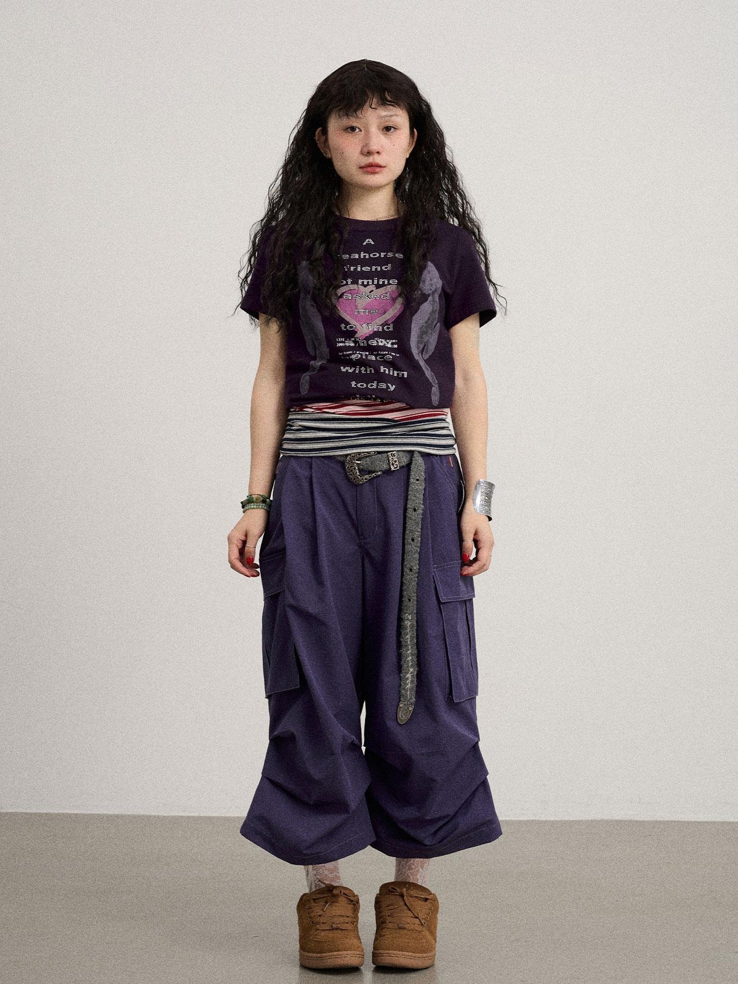 Achihara Lazy Point Casual Pleated Wide Leg Pants