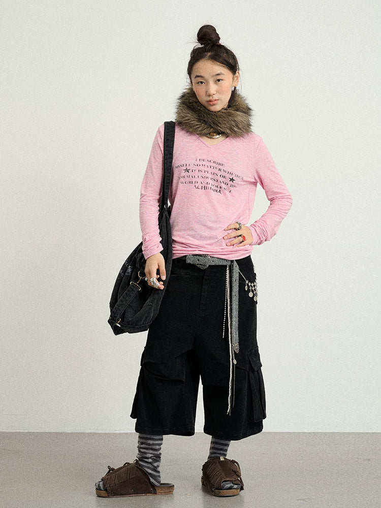 Achihara Letter Long-Sleeved T-Shirt-1