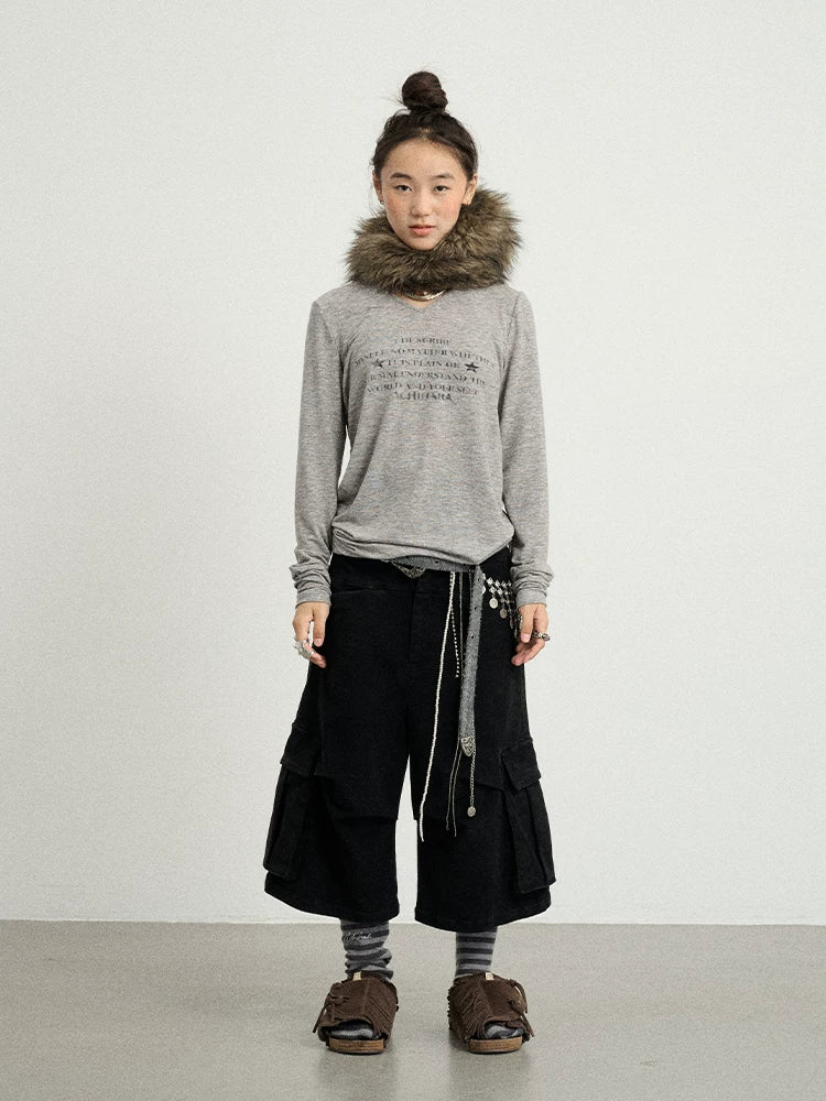 Achihara Letter Long-Sleeved T-Shirt-2